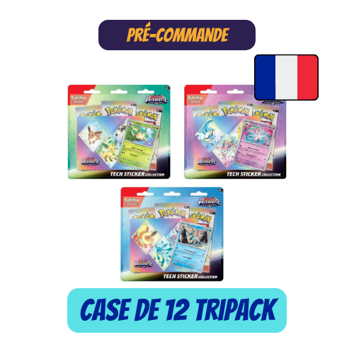 Case Scellée 12 Tripack Autocollant Réajustable Pokémon - EV8.5 Évolutions Prismatiques - FR